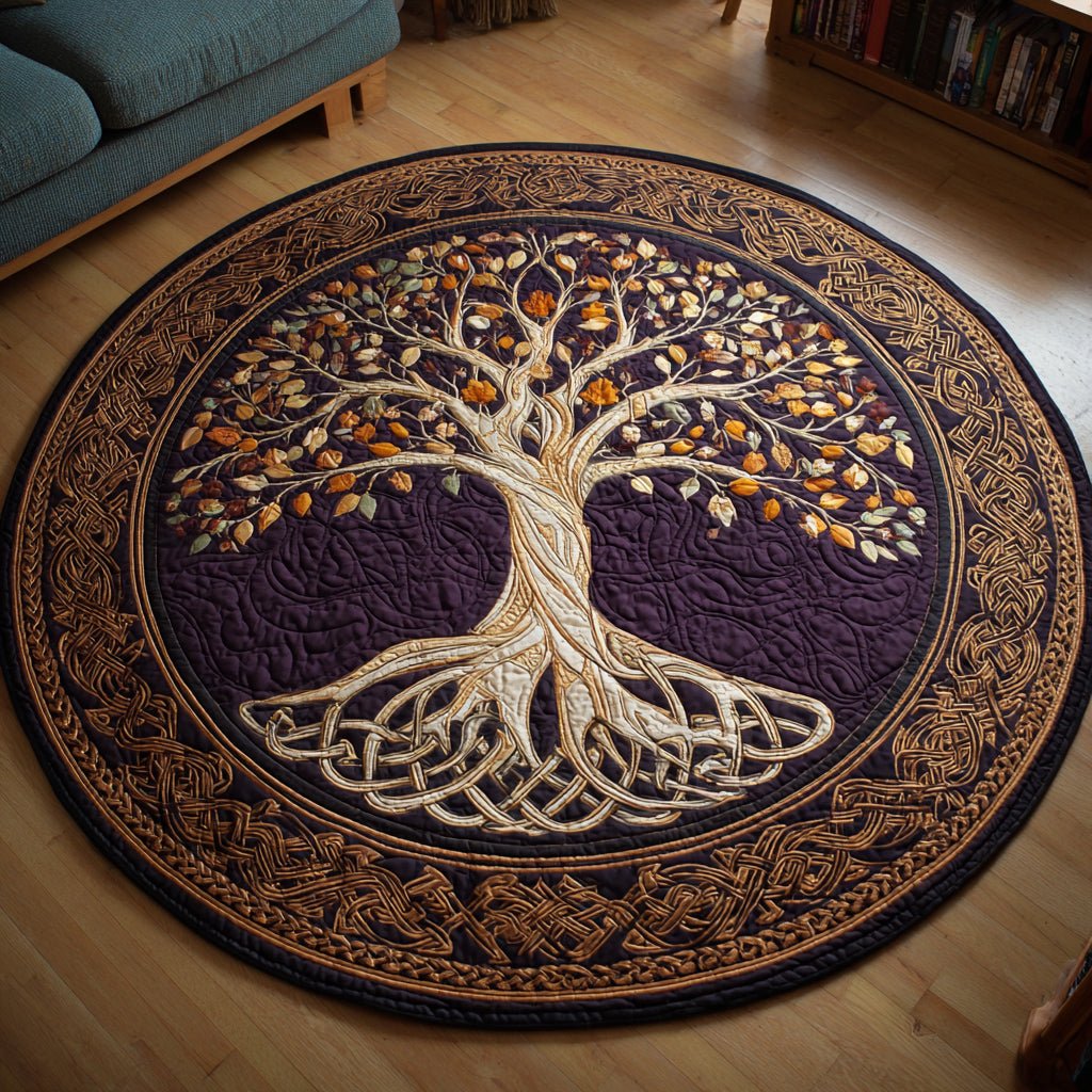 Rustic Tree of Life Round Mat Rug - Nature Design | Serene Home Decor