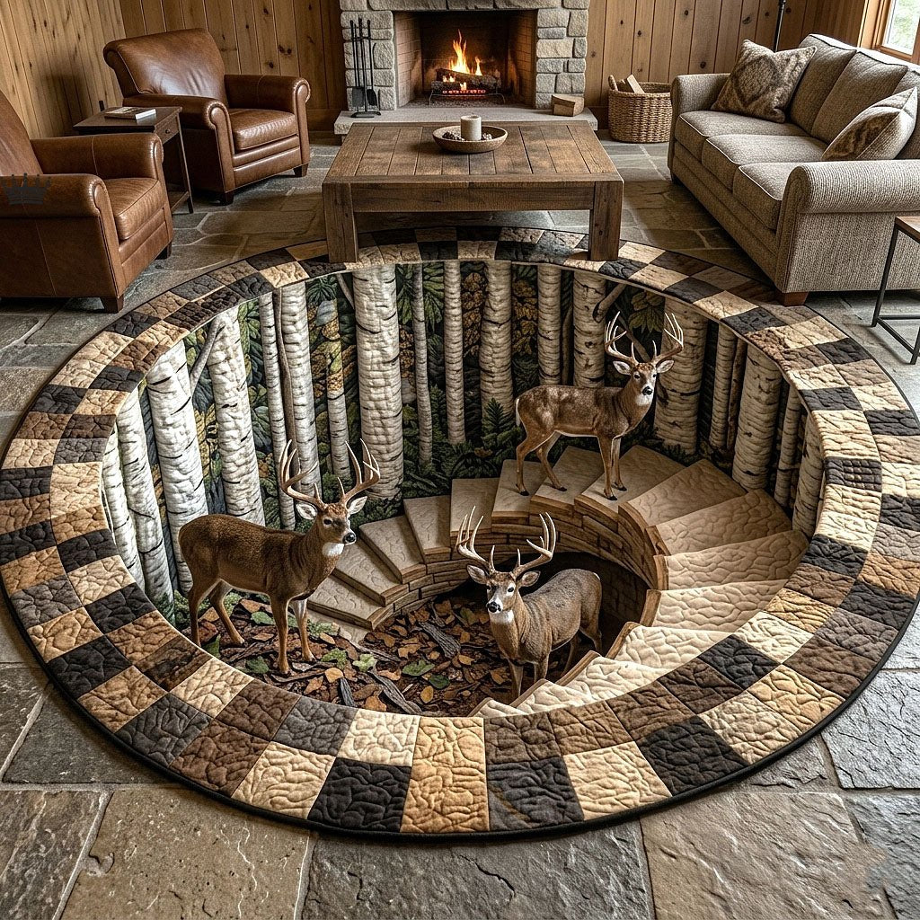 Rustic Wilderness (Design 6) Round Mat Rug - washable non-slip printed rug
