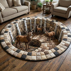 Rustic Wilderness (Design 4) Round Mat Rug - washable non-slip printed rug