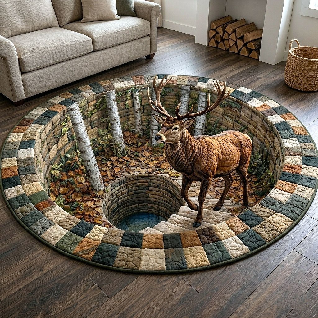 Rustic Wilderness (Design 3) Round Mat Rug - washable non-slip printed rug