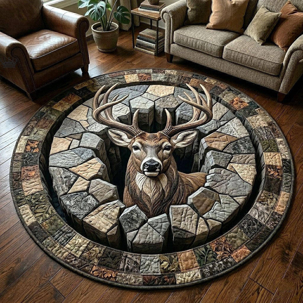 Rustic Wilderness (Design 5) Round Mat Rug - washable non-slip printed rug