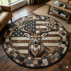 Rustic Wilderness Round Mat Rug - washable non-slip printed rug