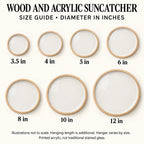 Wood and Acrylic Suncatcher sizes guide: unprinted illustration; see main image for purchased design
