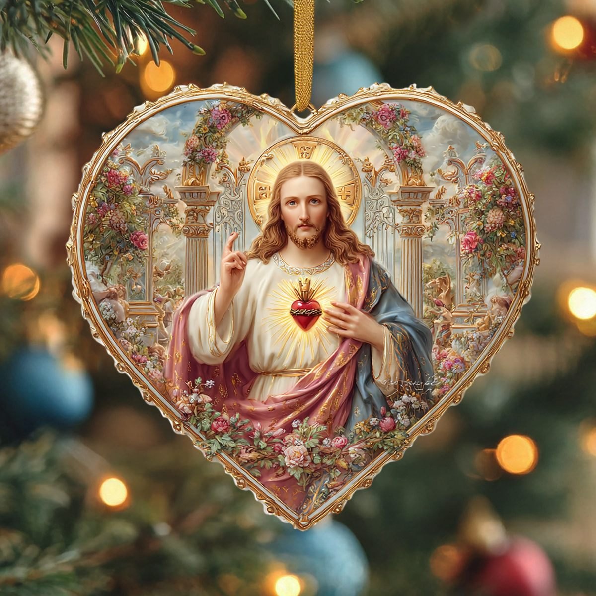 Sacred Heart Christmas Ornament