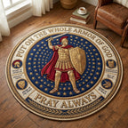 Sacred Armor Round Mat Rug - washable non-slip printed rug