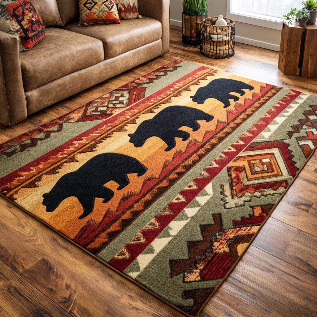 Sacred Bear area rug in a living room