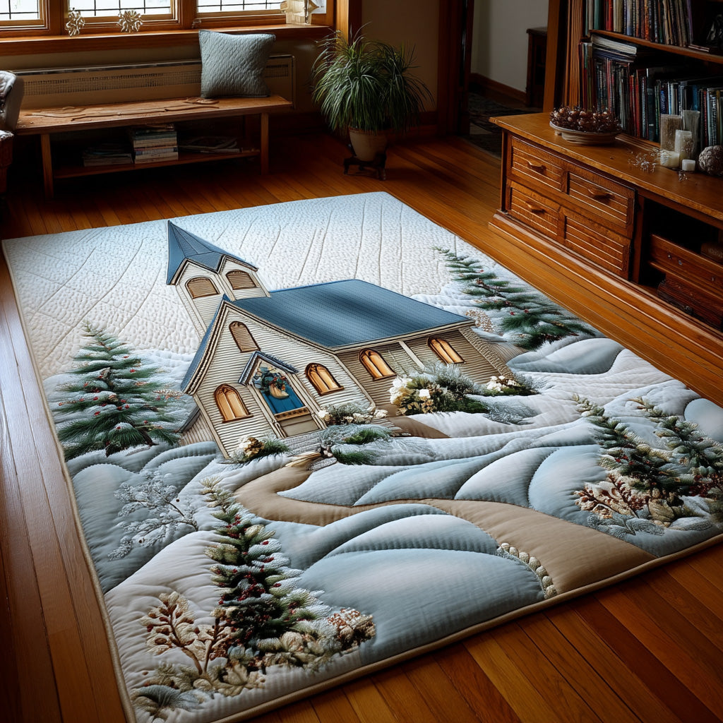 Sacred Christmas Light area rug in a living room