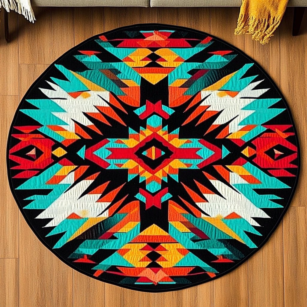 Sacred Circle Harmony Round Mat Rug - washable non-slip printed rug