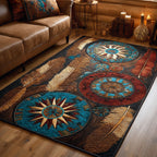 Sacred Feathers area rug in a living room