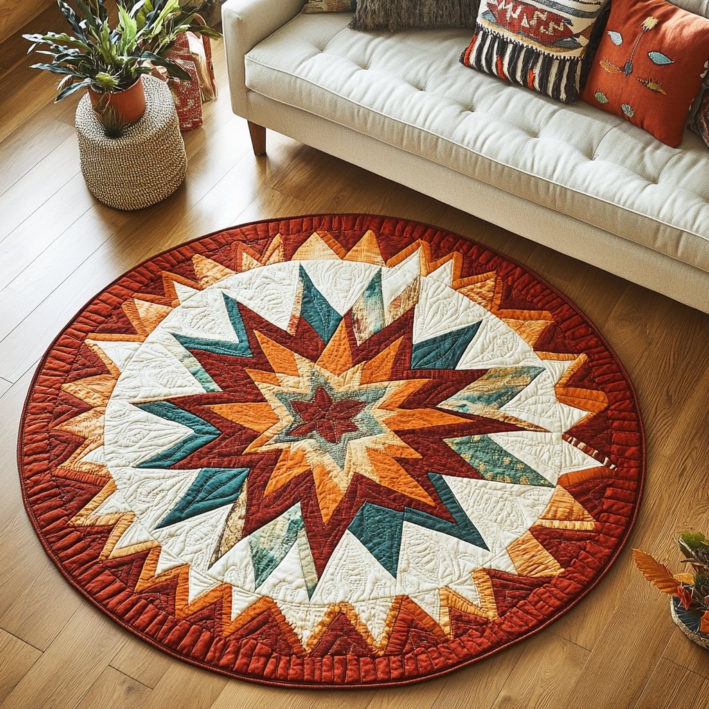 Sacred Geometry Round Mat Rug - washable non-slip printed rug