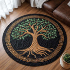Sacred Growth Round Mat Rug - washable non-slip printed rug
