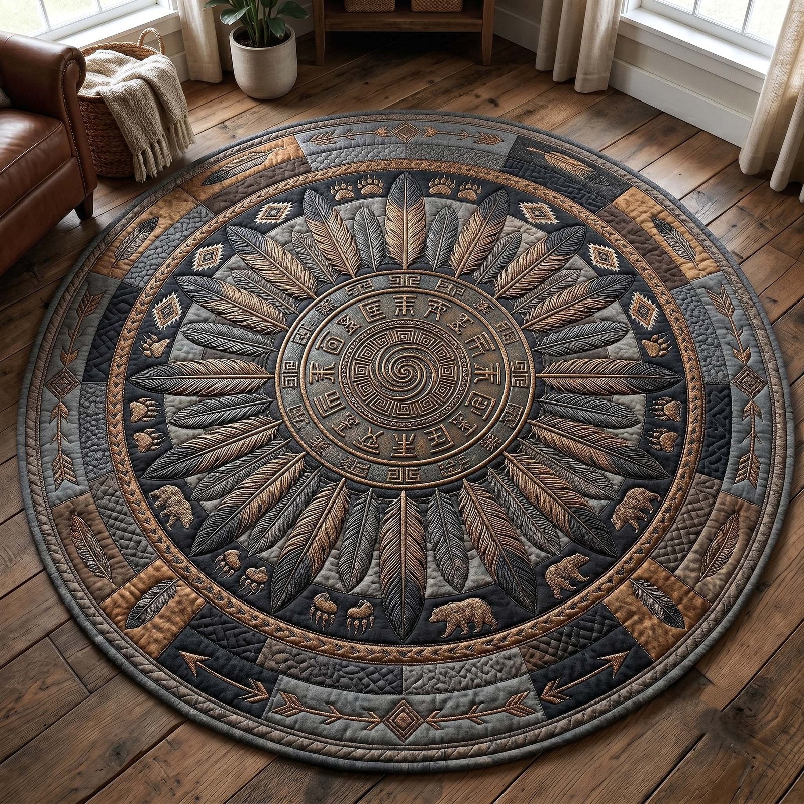 Sacred Heritage Round Mat Rug - Nature Design | Serene Home Decor