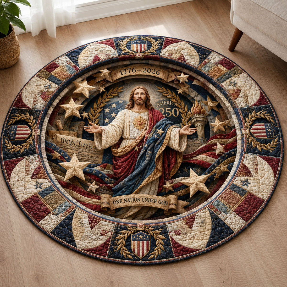 Sacred Liberty Ascension Round Mat Rug - washable non-slip printed rug