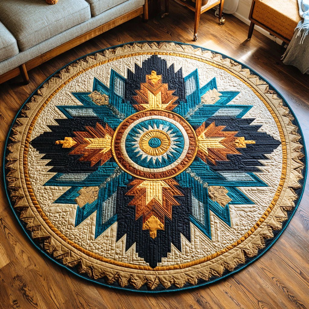 Sacred Lines Round Mat Rug - washable non-slip printed rug