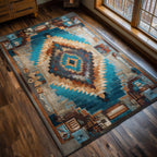 Sacred Patterns area rug in a living room
