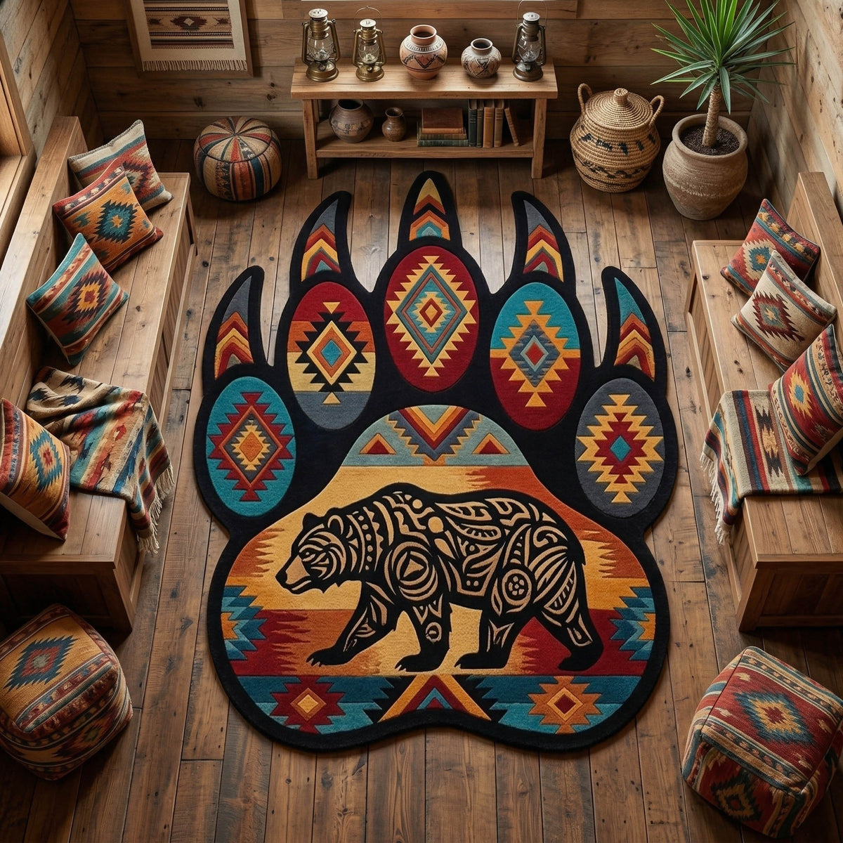 Sacred Paw Custom Shape Area Rug - Cute Animal Design | Die-Cut Non-Slip Rug - washable non-slip printed rug