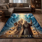 Sacred Pesach area rug in a living room