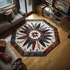 Sacred Plumage Custom Shape Area Rug - Nature Design | Die-Cut Non-Slip Rug - washable non-slip printed rug