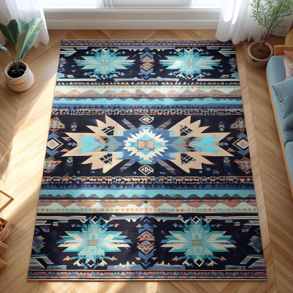 Sacred Roots area rug in a living room