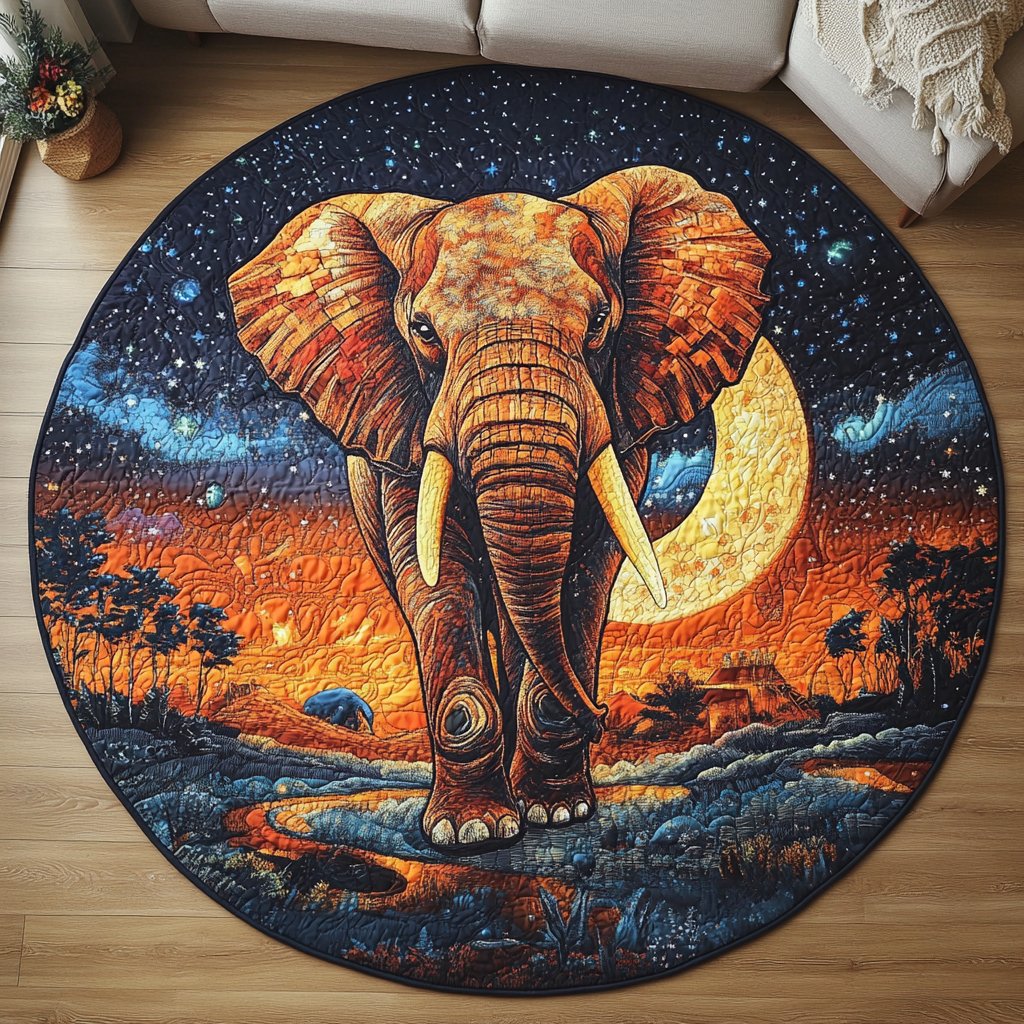 Sacred Trunk Round Mat Rug - washable non-slip printed rug