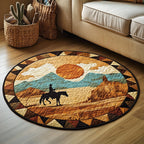 Saddle Sunset Round Mat Rug - washable non-slip printed rug