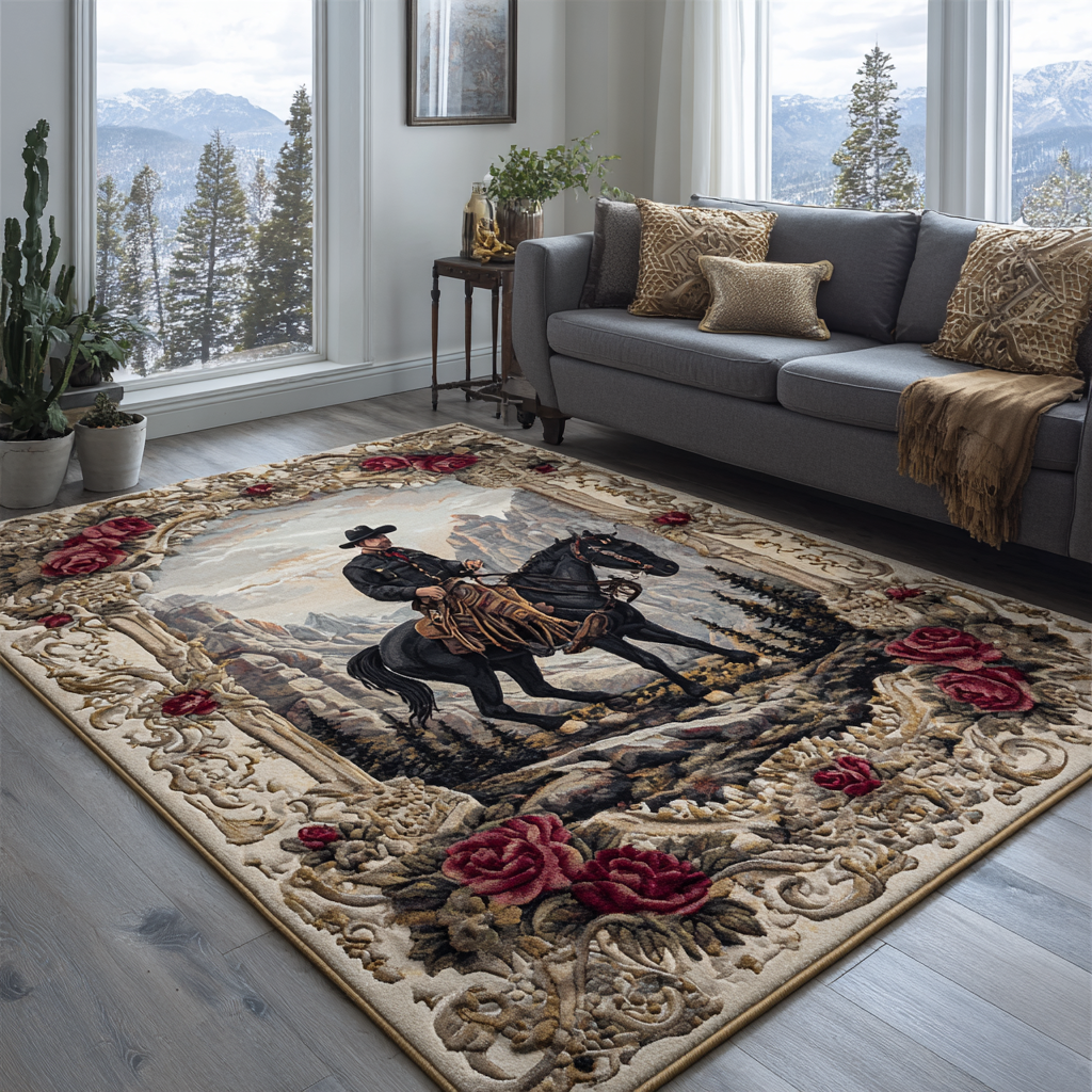 Saddle Trail area rug in a living room
