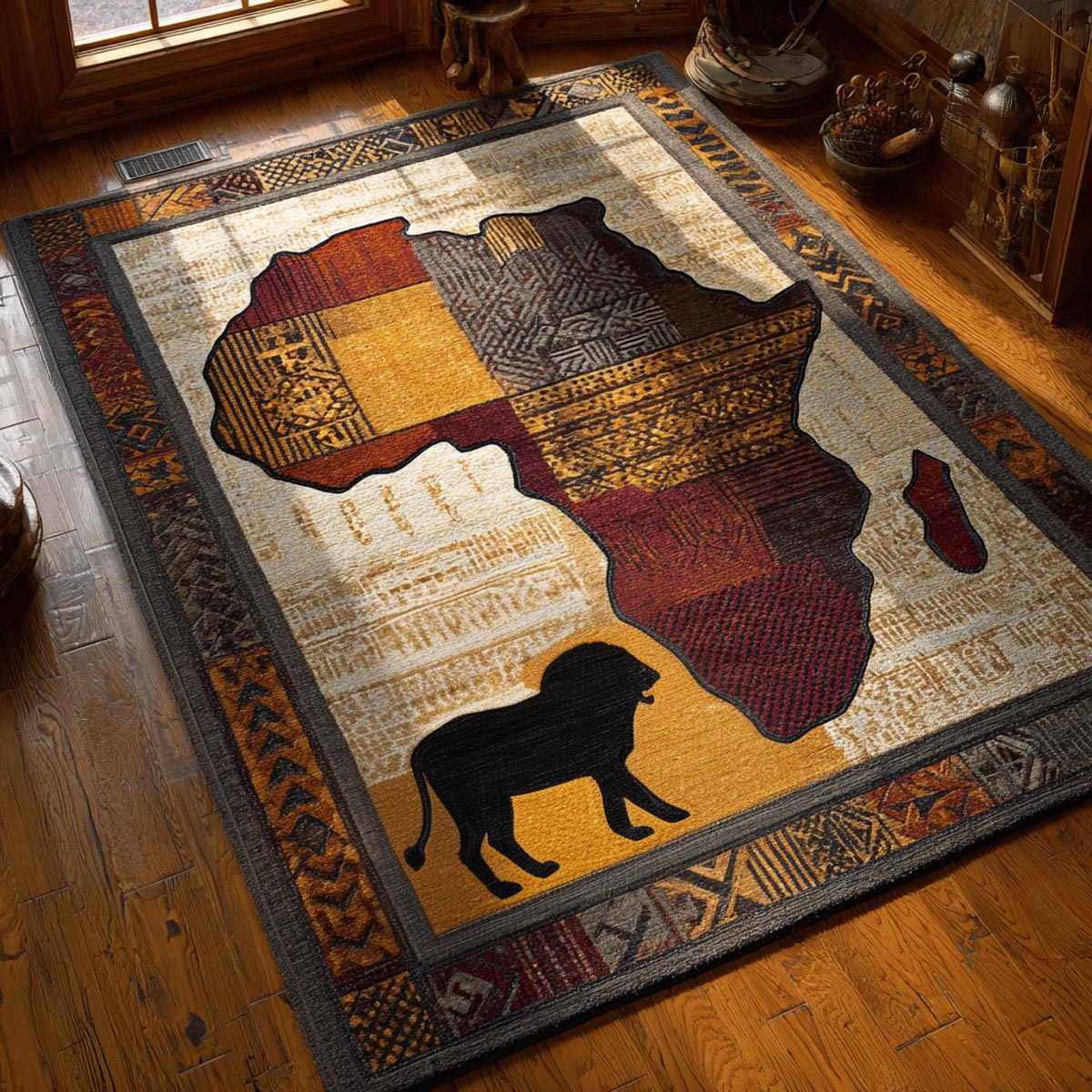 Safari Elegance area rug in a living room