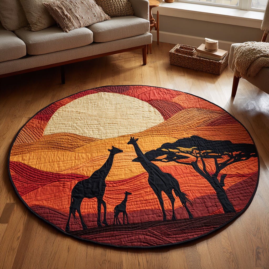 Safari Giraffe Round Mat Rug - washable non-slip printed rug