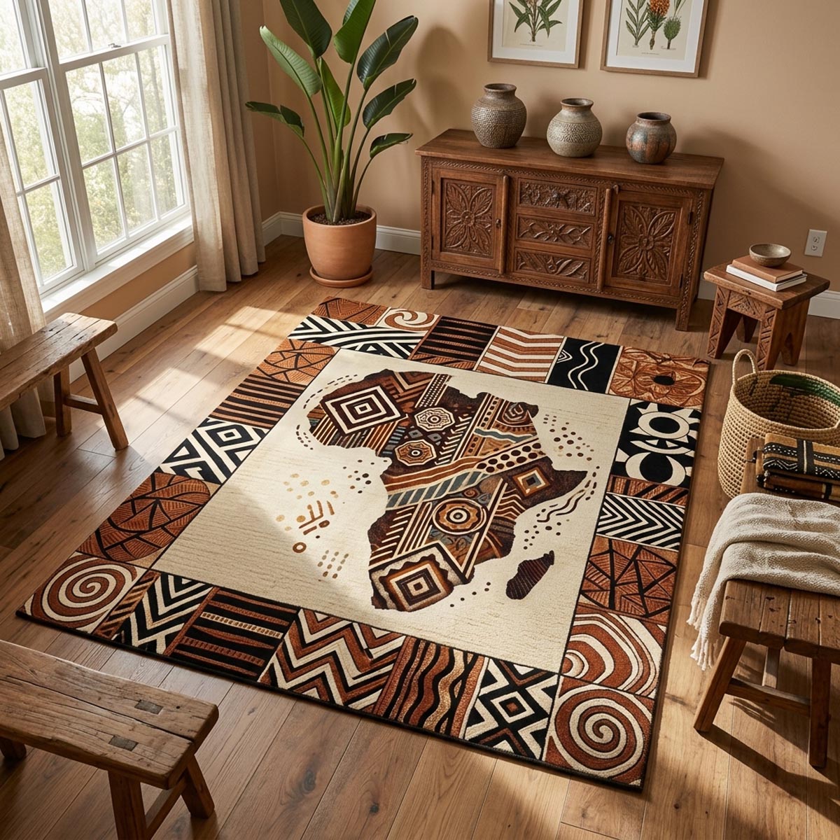 Safari Harmony area rug in a living room