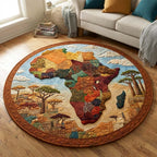 Safari Relief Round Mat Rug - washable non-slip printed rug