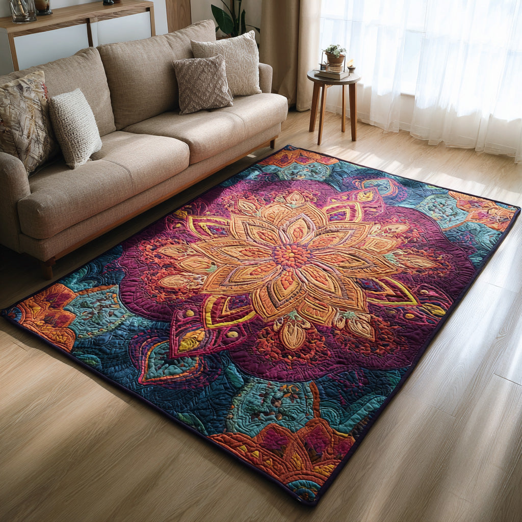 Sage Bloom area rug in a living room
