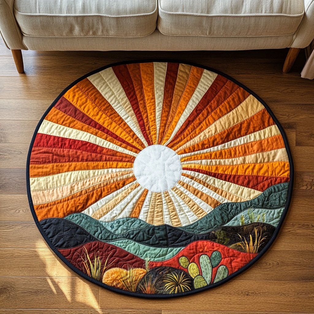Saguaro Sky Round Mat Rug - washable non-slip printed rug