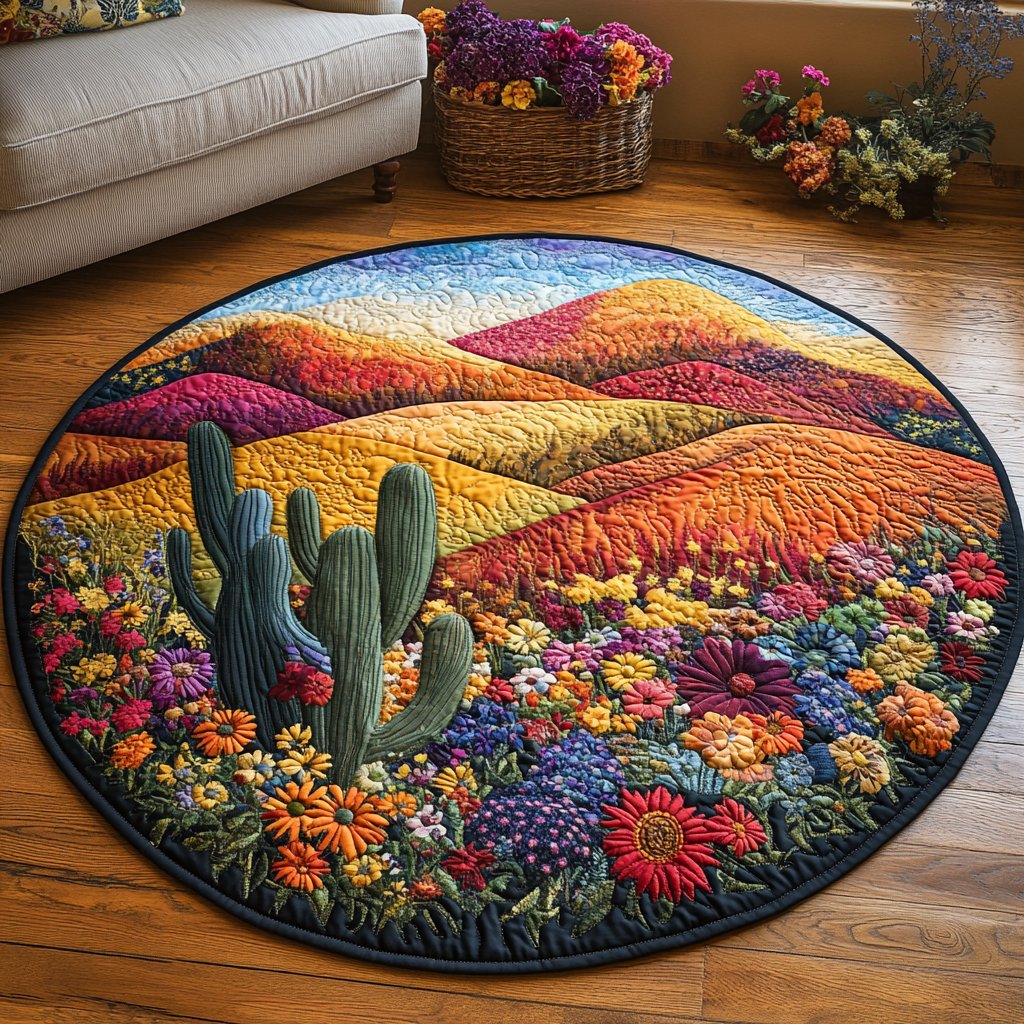 Saguaro Spirit Round Mat Rug - Nature Design | Serene Home Decor