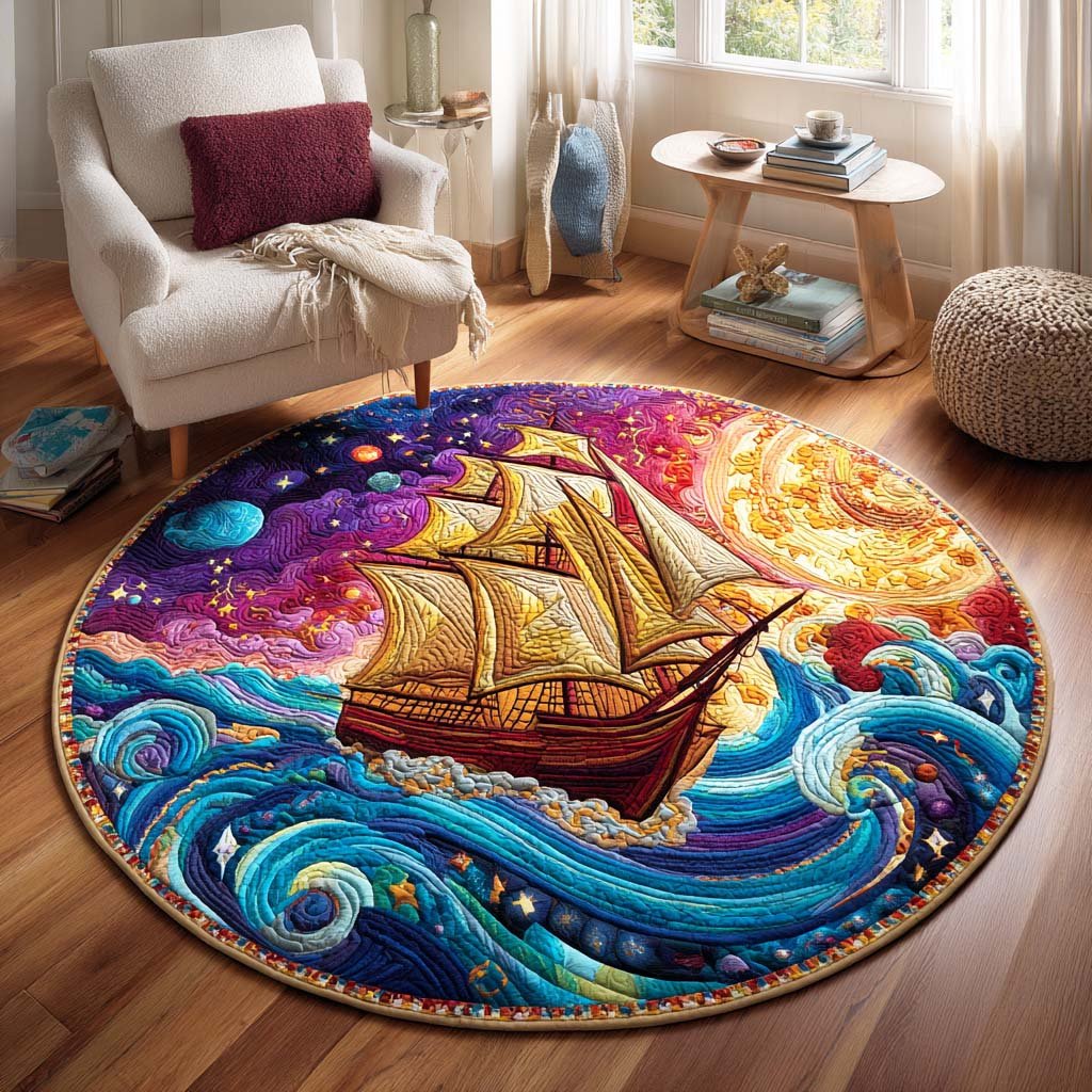 Sail Horizon Round Mat Rug - washable non-slip printed rug