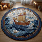 Sailing Crest Round Mat Rug - washable non-slip printed rug