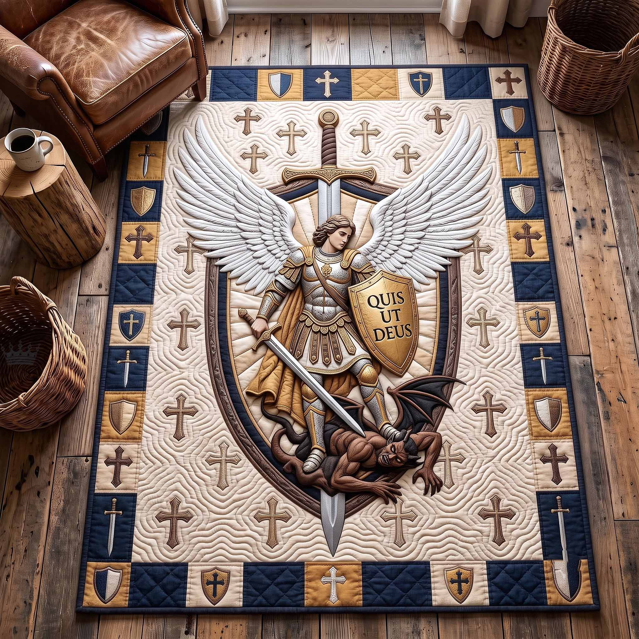 Saint Michael area rug in a living room