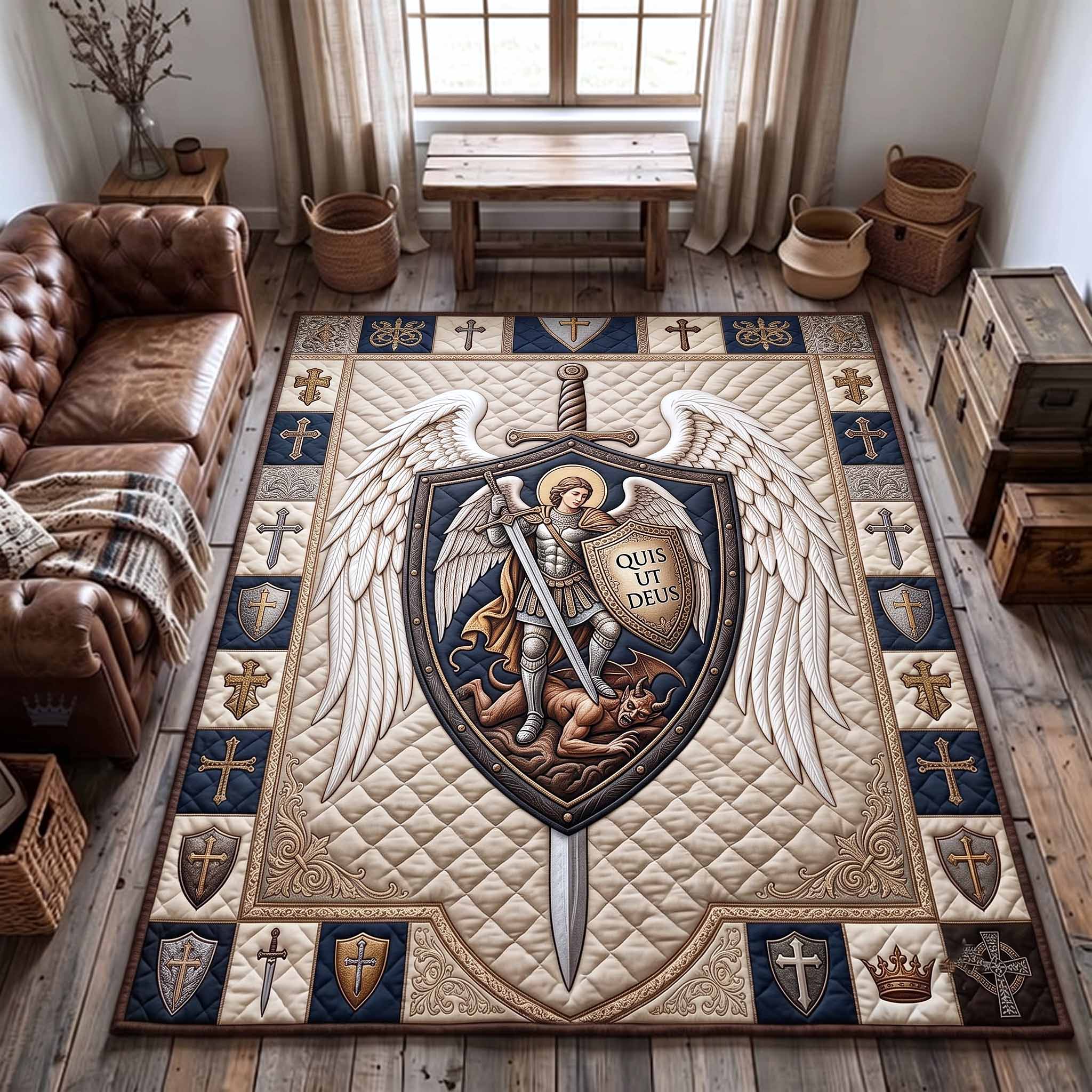 Saint Michael area rug in a living room