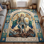 Saint Michael area rug in a living room