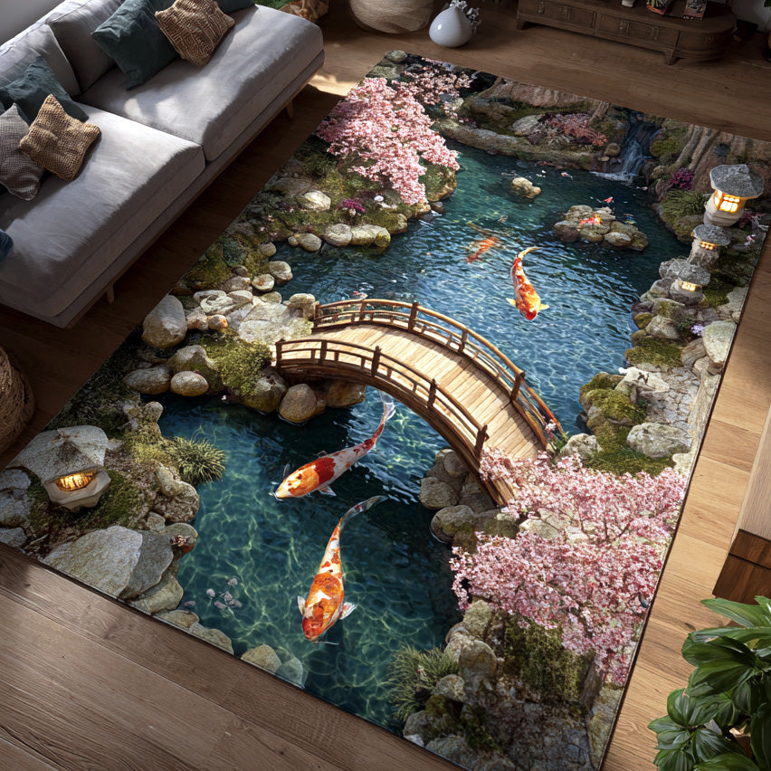 Sakura Koi Haven area rug in a living room