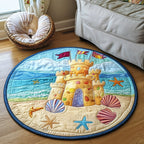 Sand Castle Round Mat Rug - washable non-slip printed rug