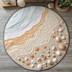 Sandy Shores Round Mat Rug - washable non-slip printed rug