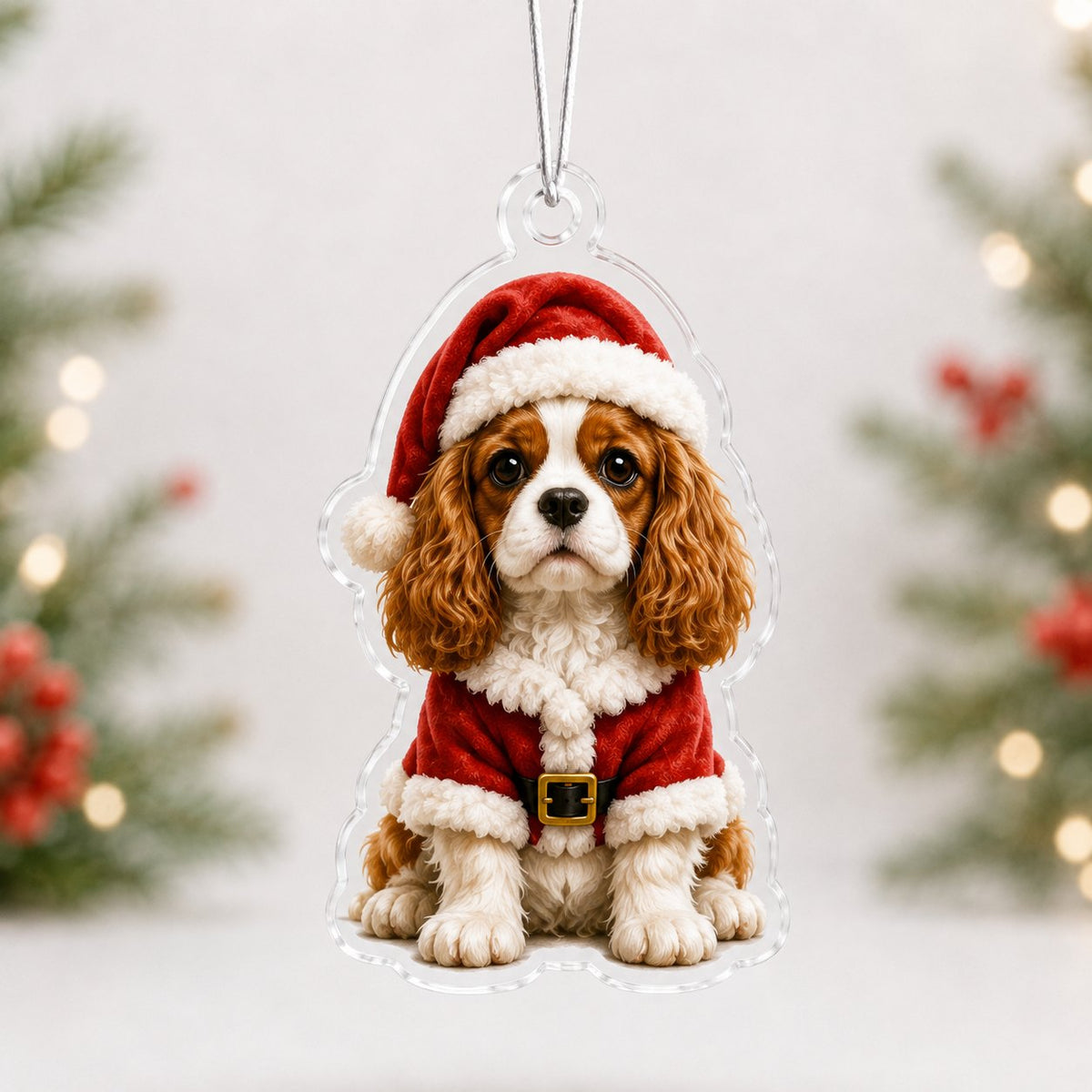 Santa Cavalier King Charles Spaniel Christmas Ornament