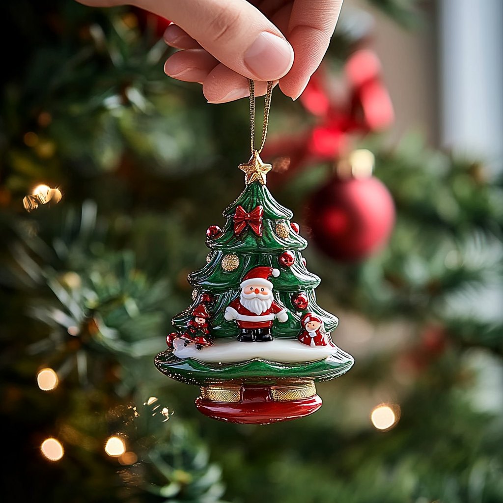 Santa Christmas Tree Christmas Ornament