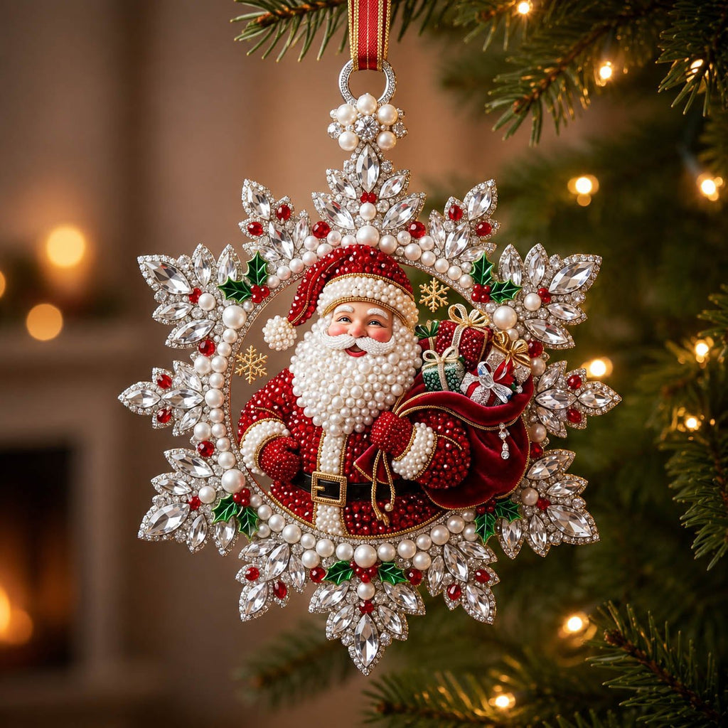Santa With Red Sack Christmas Ornament