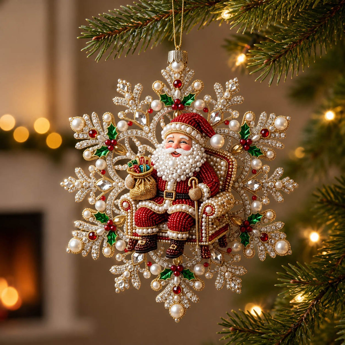 Santa Sack And Lantern Christmas Ornament