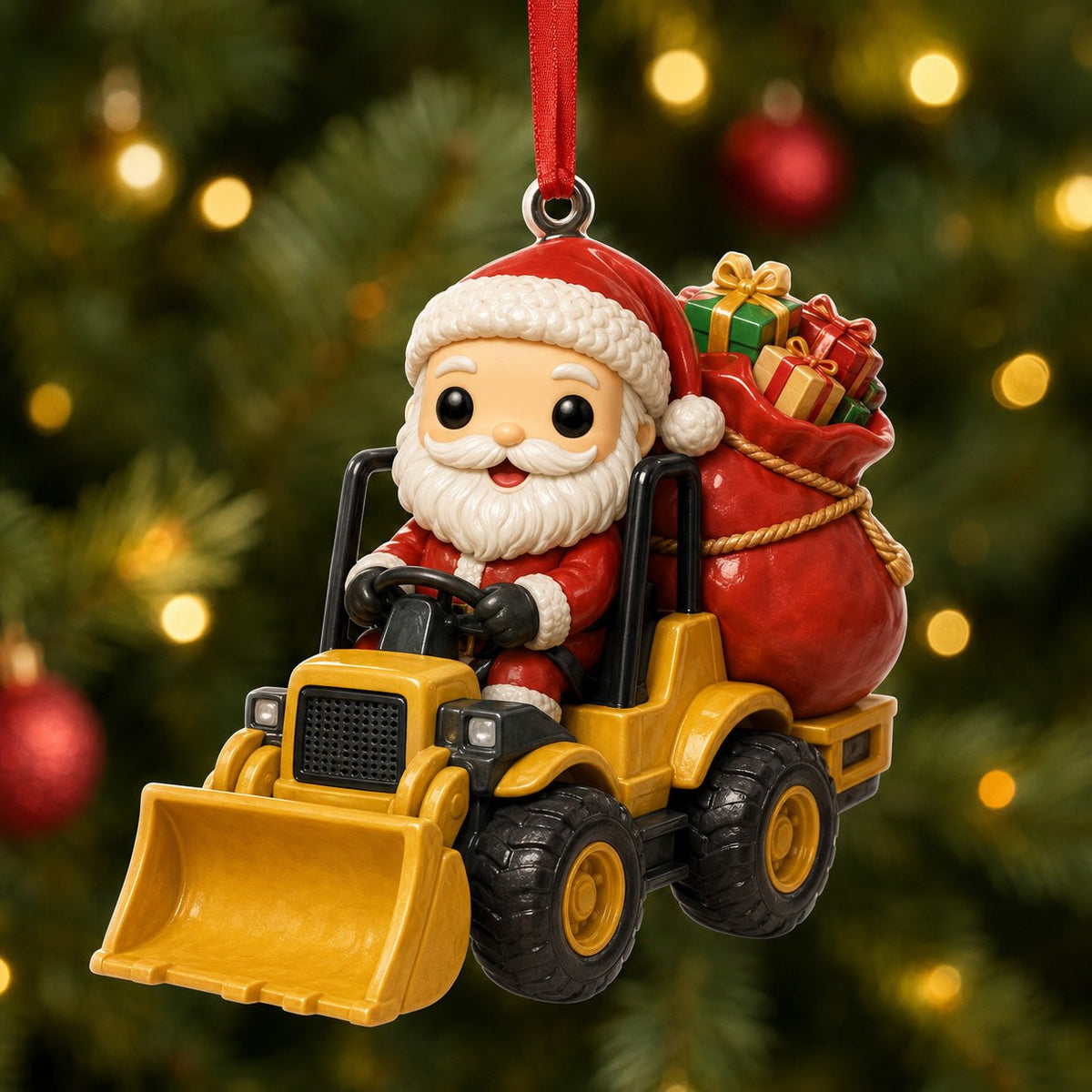 Santa Claus Construction Christmas Ornament
