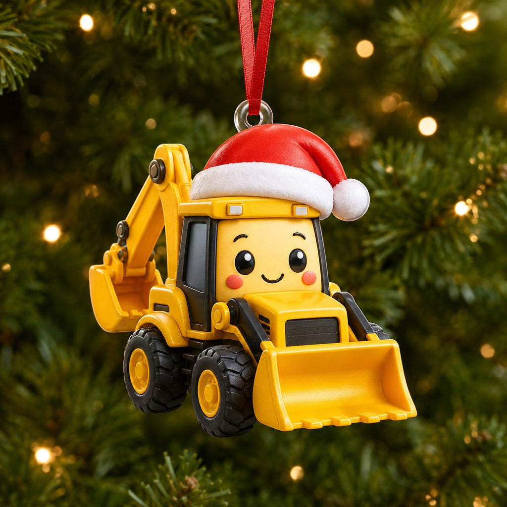 Santa Construction Vehicle Christmas Ornament