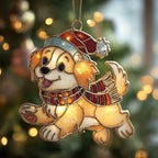 Golden Pup Santa Scarf Christmas Ornament