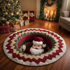 Santa Blessing Christmas Round Mat Rug - washable non-slip printed rug