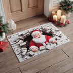 Santa Brick Wall Doormat - Seasonal Holiday Design | Printed Welcome Doormat